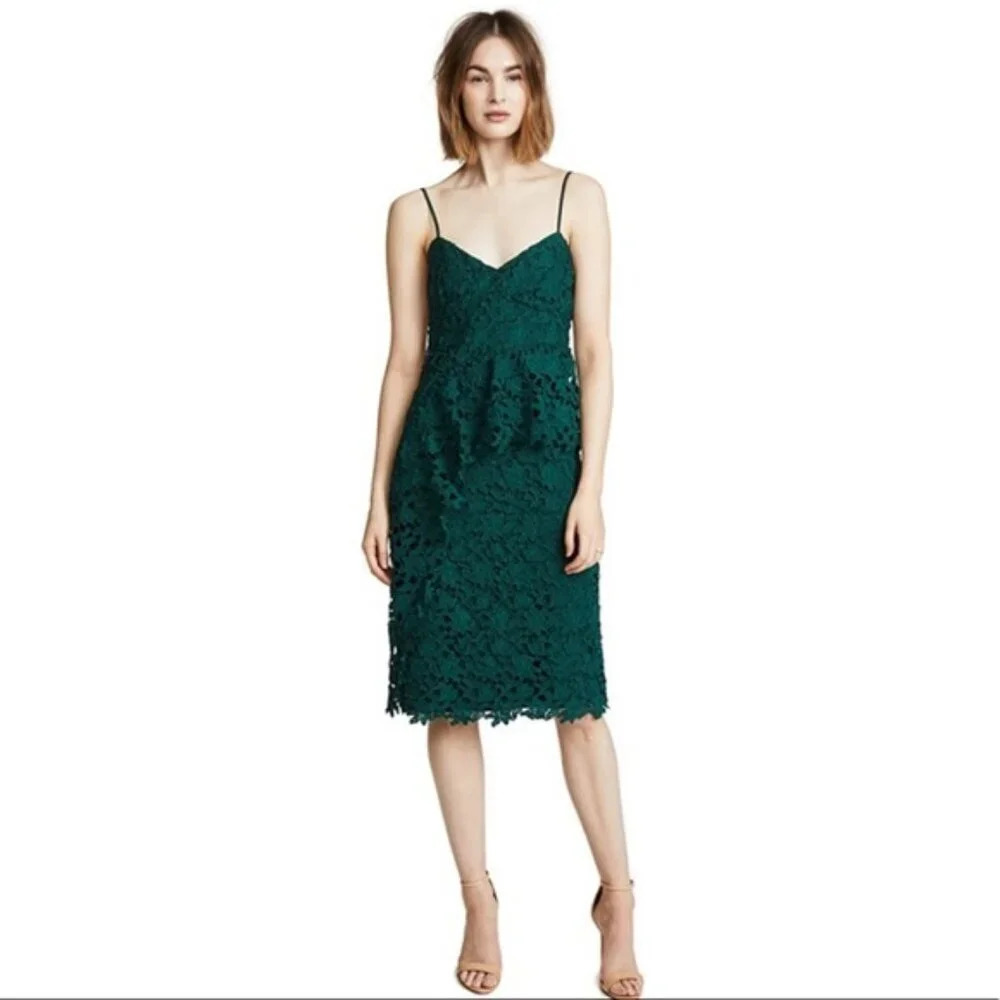 Club Monaco Eucalyptus Green Bliannah Lace V-Neck Peplum Knee Length Dress Sz. 2